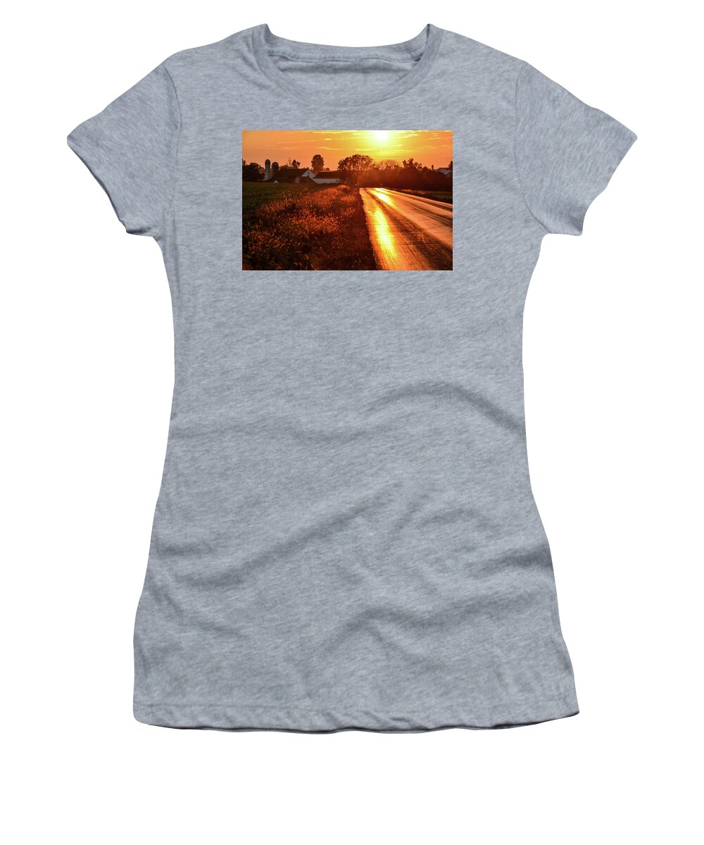 Amish Women's T-Shirt featuring the photograph Paved with Gold by Tana Reiff