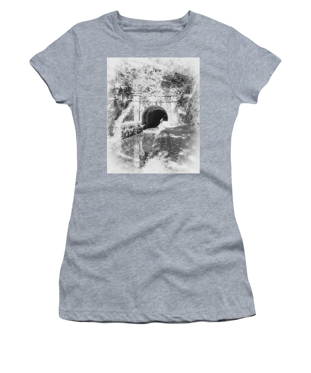 C&o Canal Women's T-Shirt featuring the photograph Paw Paw Tunnel - C and O Canal by Susan Rissi Tregoning