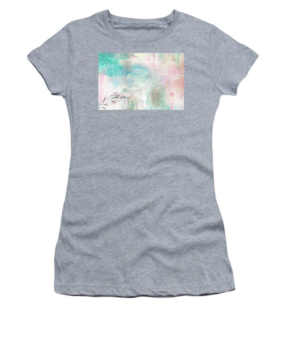 Peaceful And Calm Women's T-Shirt featuring the mixed media Peaceful and calm by Claudia Schoen