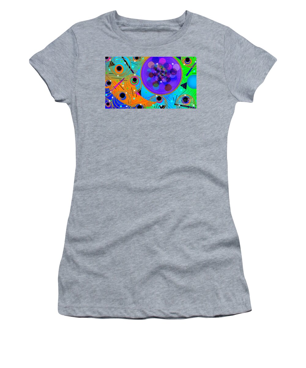 Abstract Art Women's T-Shirt featuring the digital art Peacock Feathers and Bubblegum by Diamante Lavendar