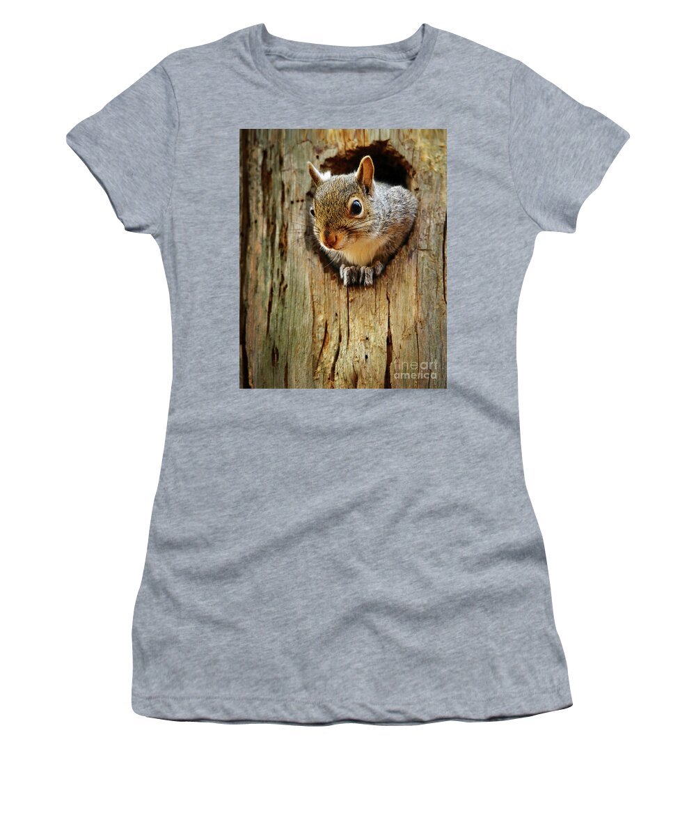 Wildlife Women's T-Shirt featuring the pyrography Peanuts for me by Joseph Miko