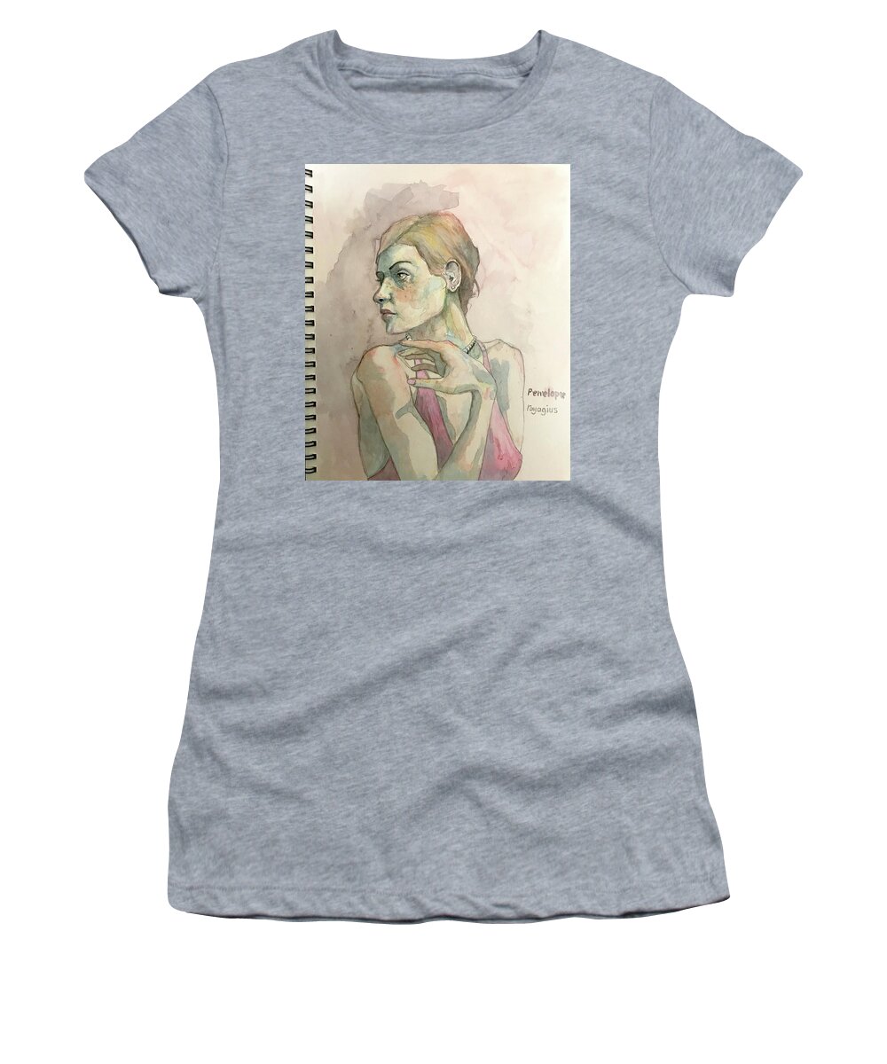 Female Women's T-Shirt featuring the painting Penelope by Ray Agius