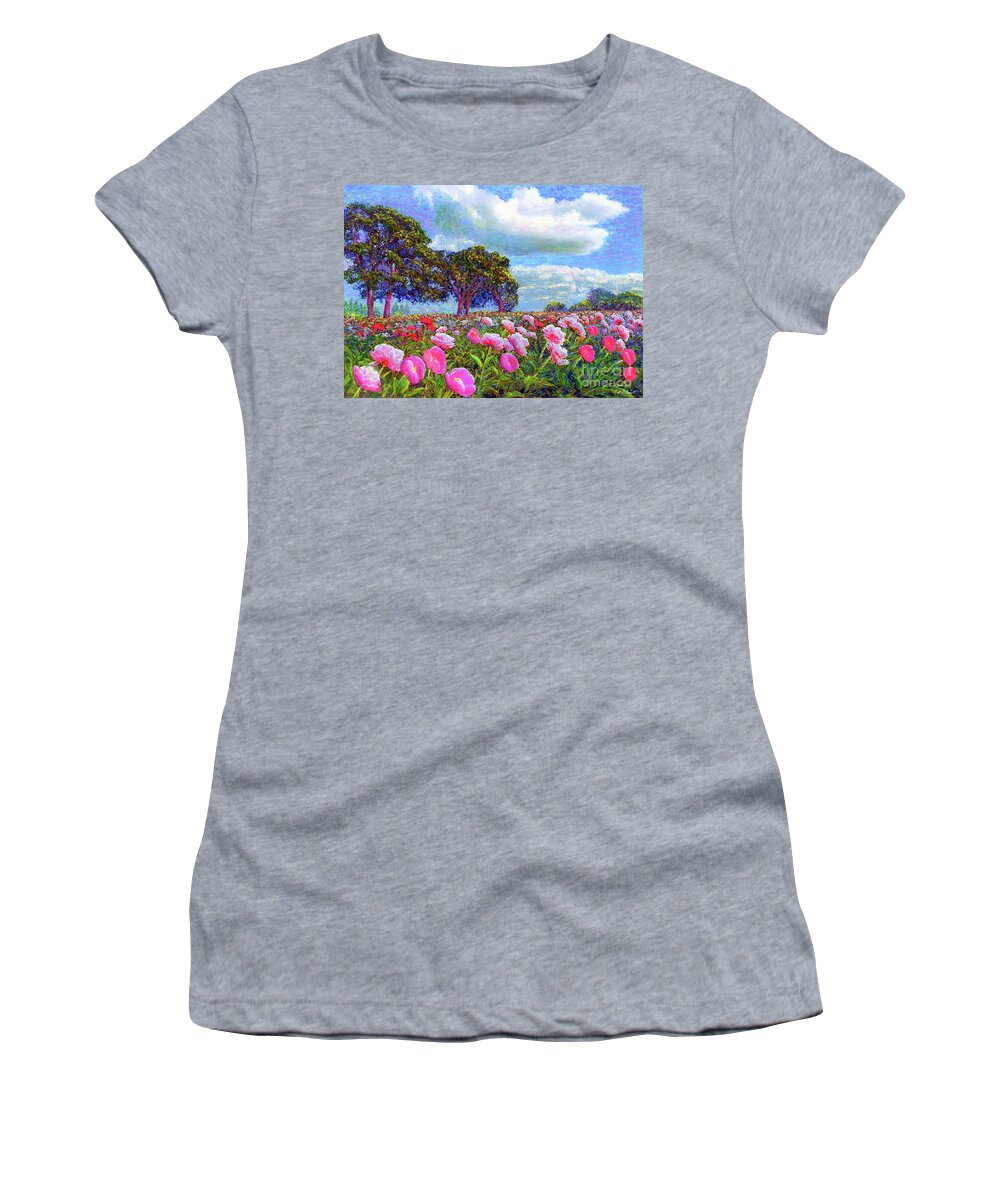 Floral Women's T-Shirt featuring the painting Peony Heaven by Jane Small