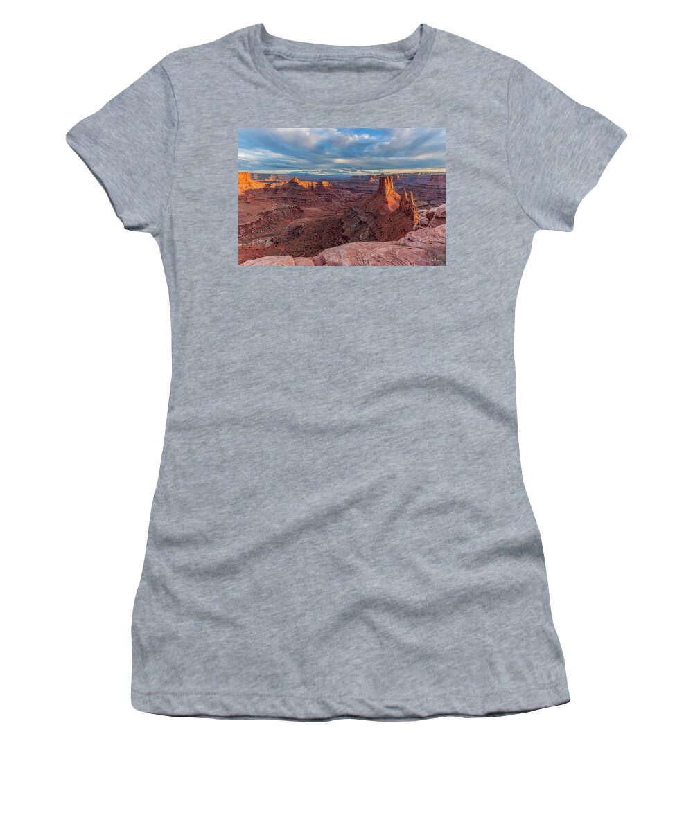 Moab Women's T-Shirt featuring the photograph Perfect Sunset at Marlboro Point by Dan Norris