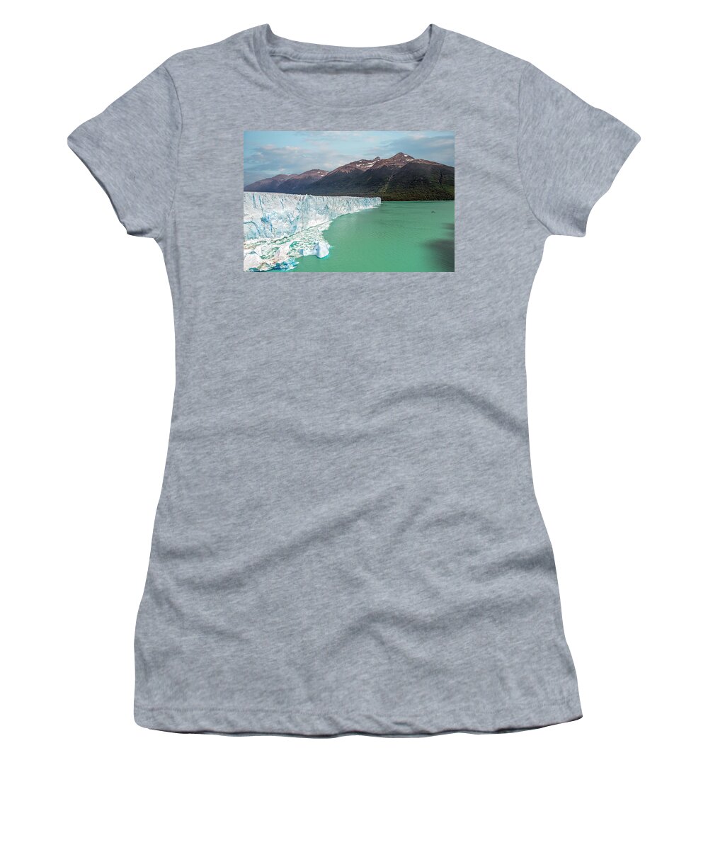 Andes Women's T-Shirt featuring the photograph Perito Moreno glacier and Lago Argentina by Henri Leduc