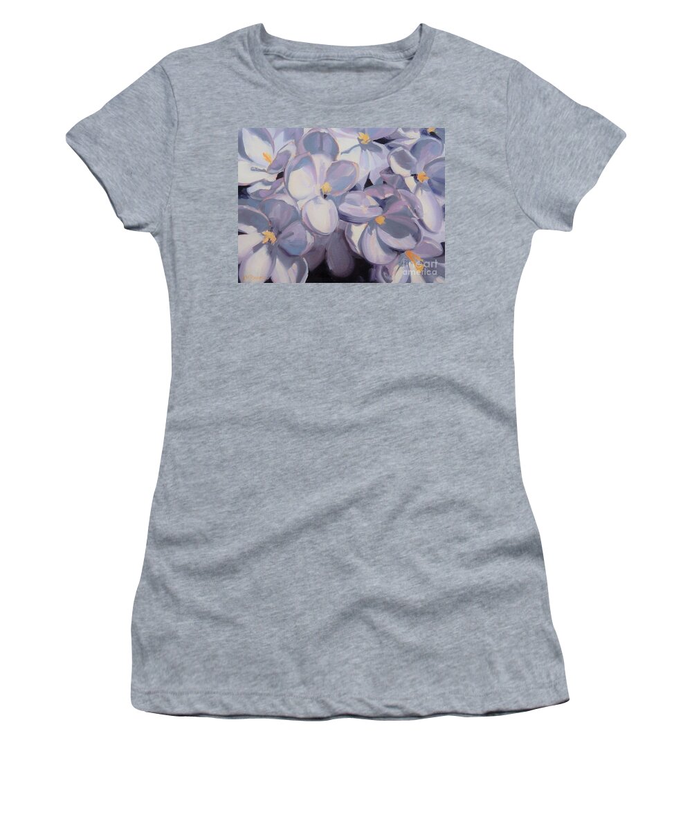 Spring Women's T-Shirt featuring the painting Periwinkle in Focus by K M Pawelec