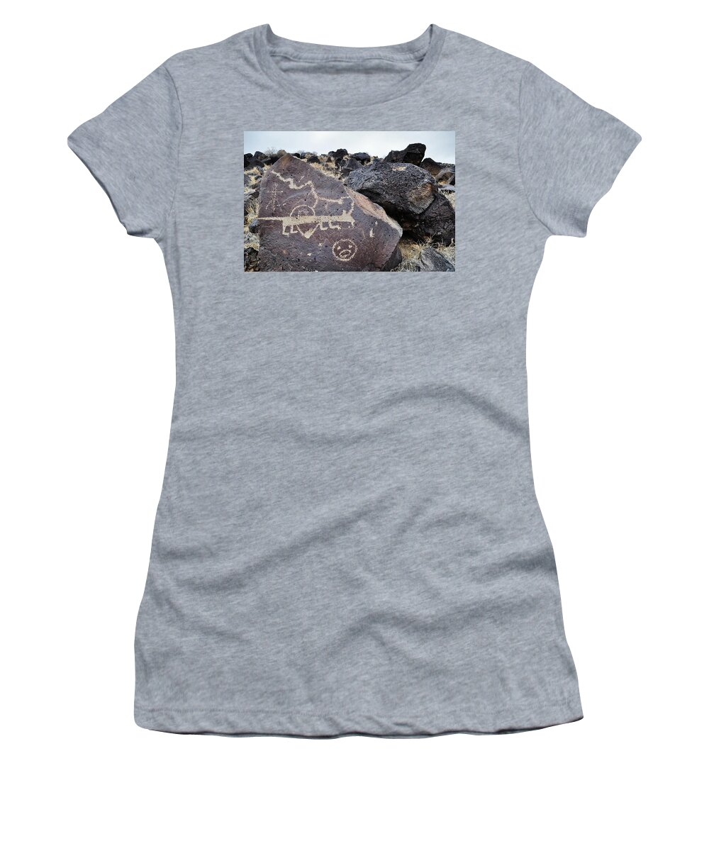 Petroglyph National Monument Women's T-Shirt featuring the photograph Petroglyph Monument Animal by Kyle Hanson
