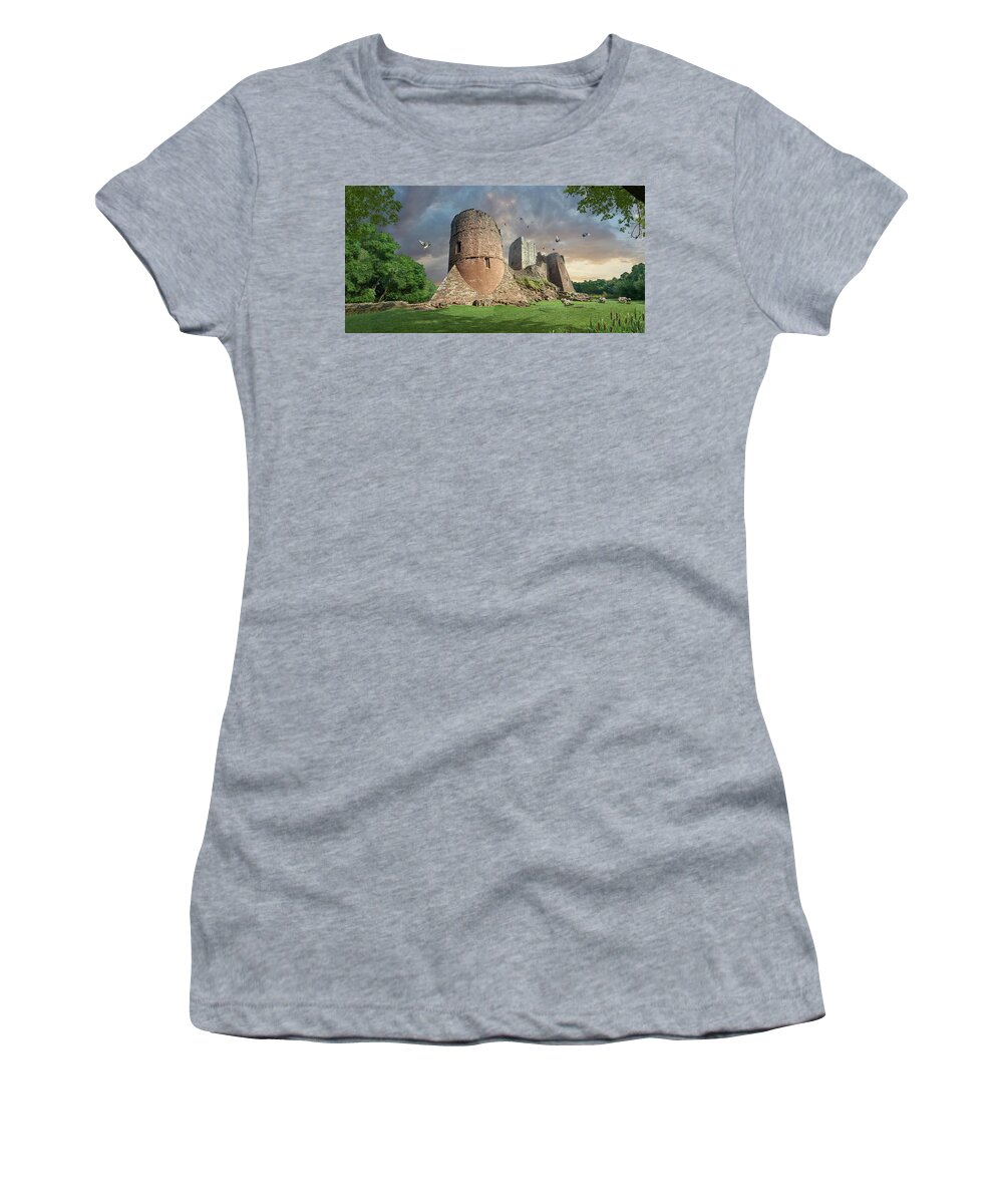 Goodrich Castle Women's T-Shirt featuring the photograph Photo of Goodrich Castle fortifications, England by Paul E Williams