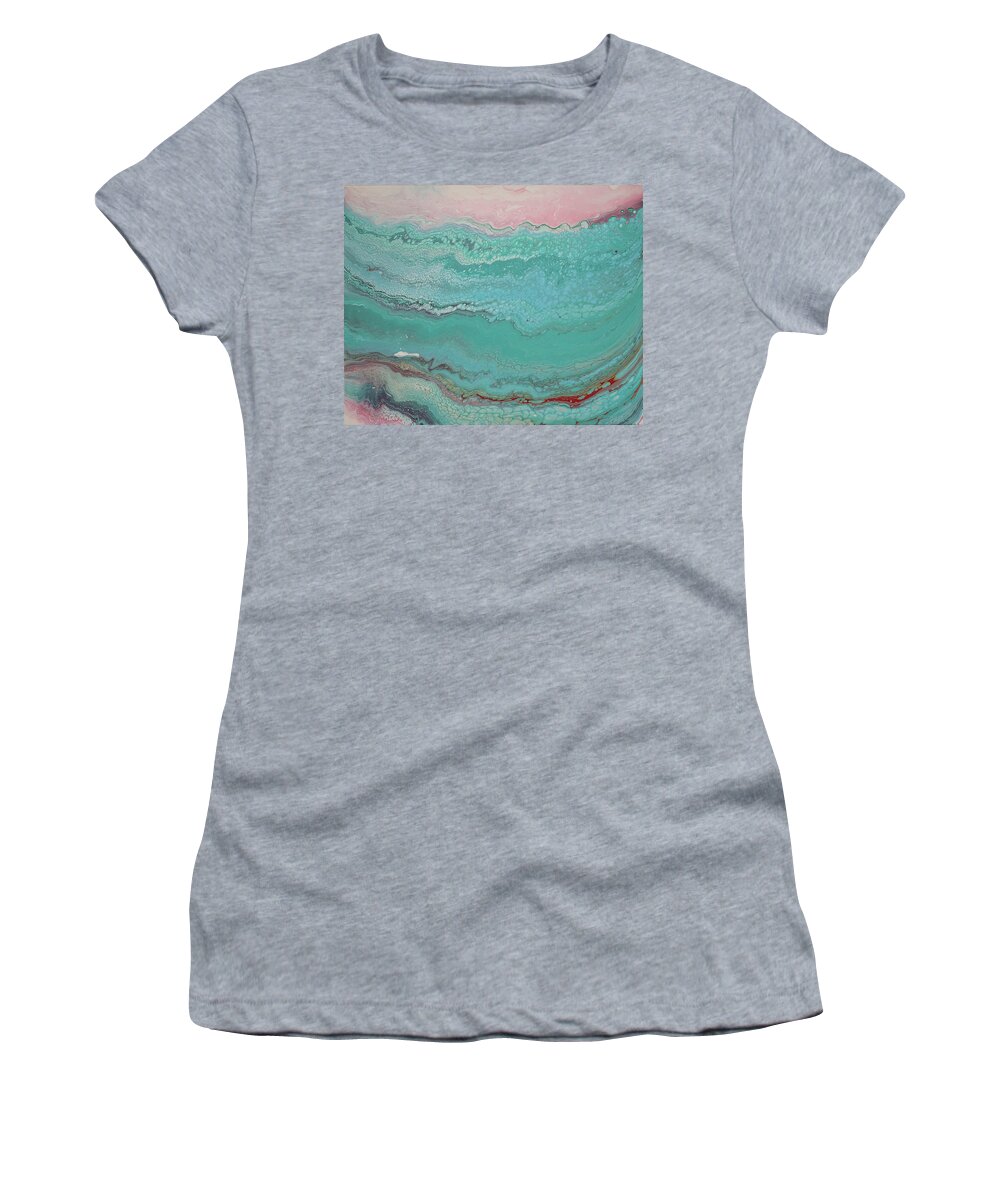 Pour Women's T-Shirt featuring the mixed media Pink Sea by Aimee Bruno