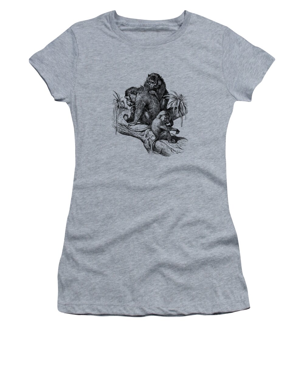 Monkey Women's T-Shirt featuring the digital art Picking Fleas by Madame Memento