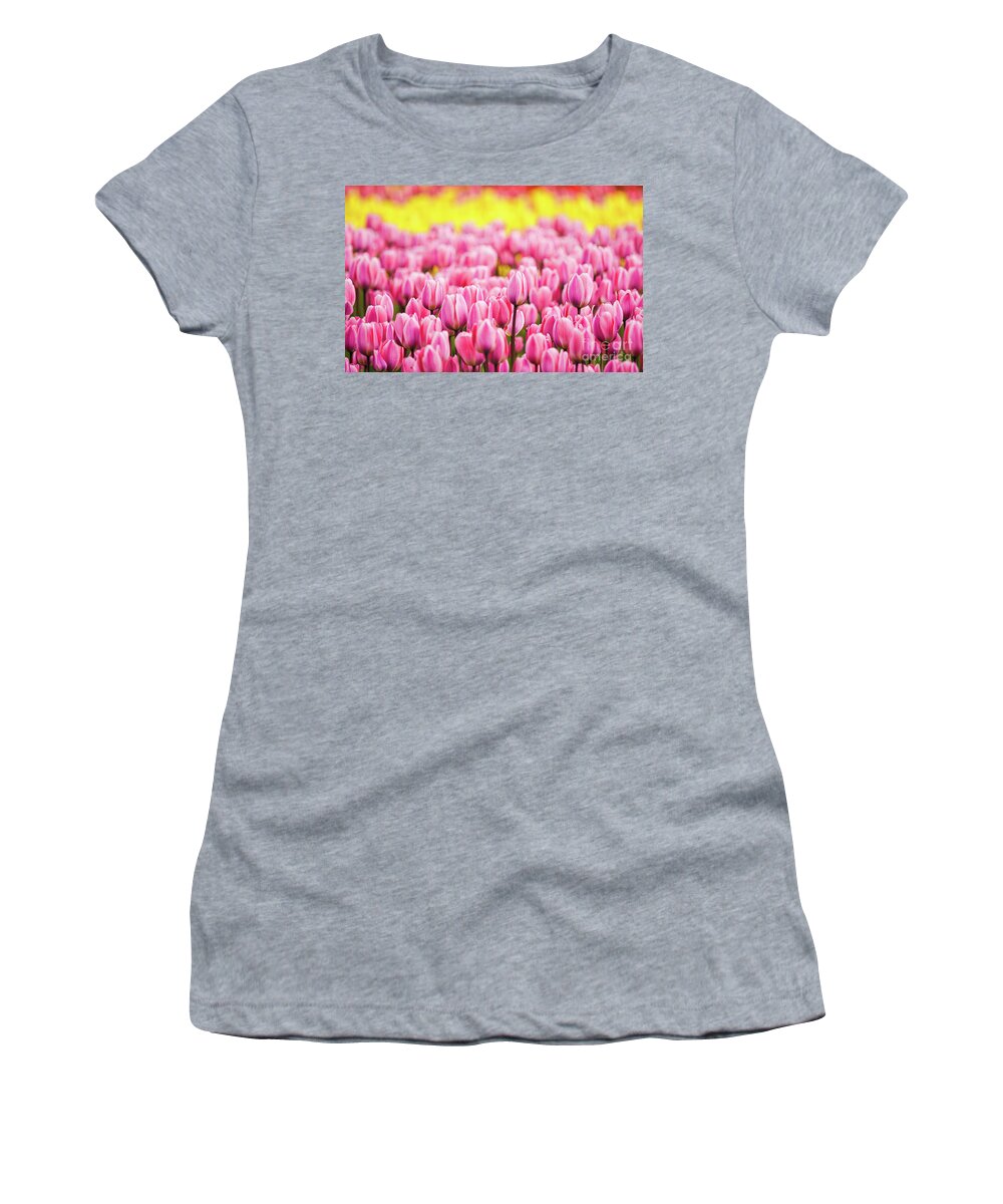 Tulips Women's T-Shirt featuring the photograph Pink Beauties by Dheeraj Mutha