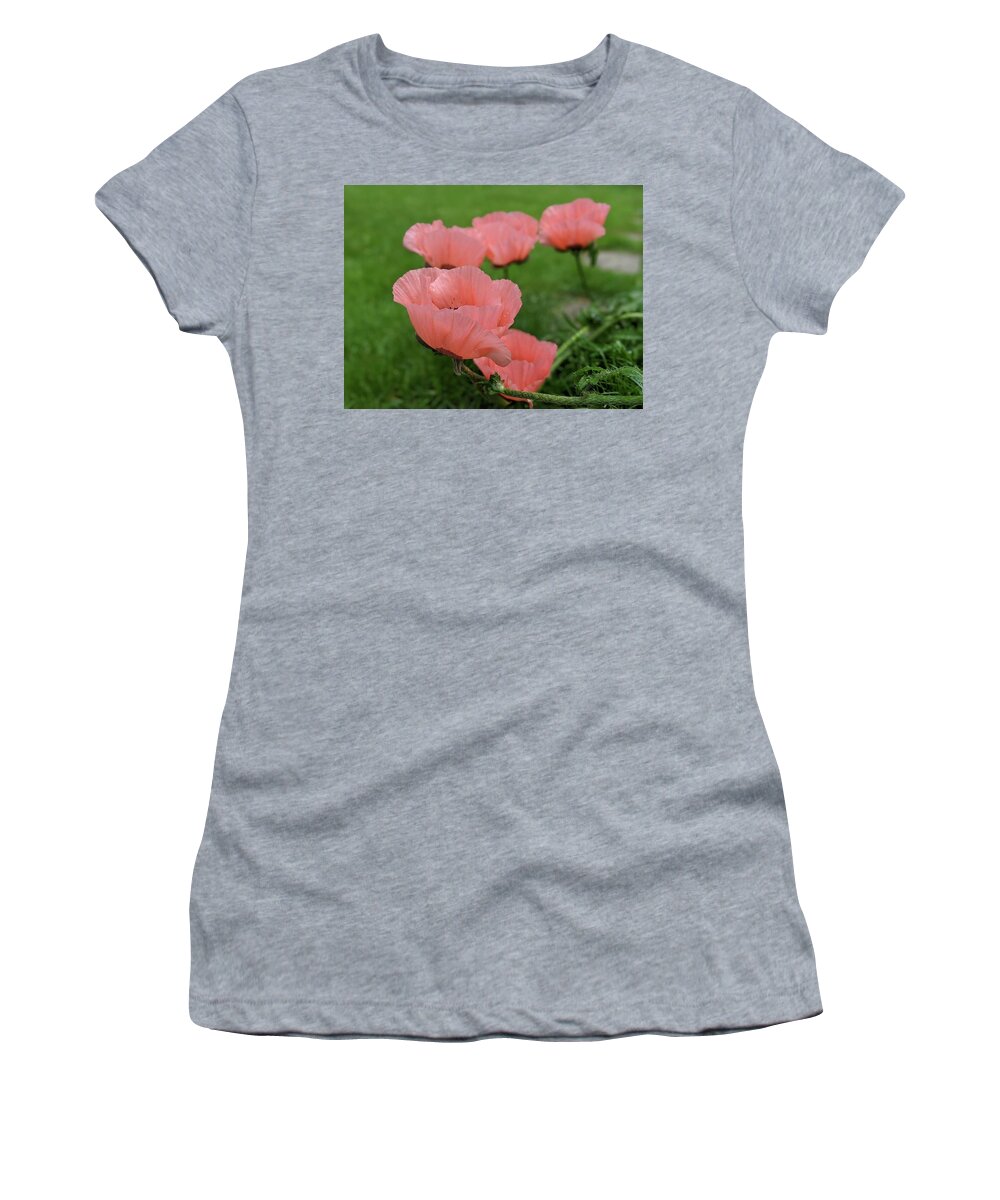 Poppy Women's T-Shirt featuring the photograph Pink poppy parade by Lisa Mutch