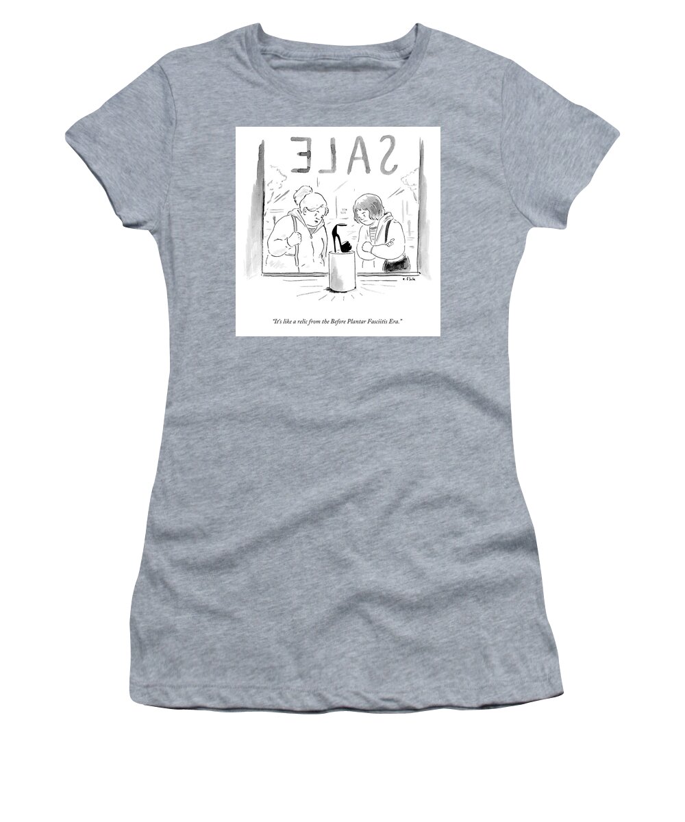 A27782 Women's T-Shirt featuring the drawing Plantar Fasciitis Era by Emily Flake