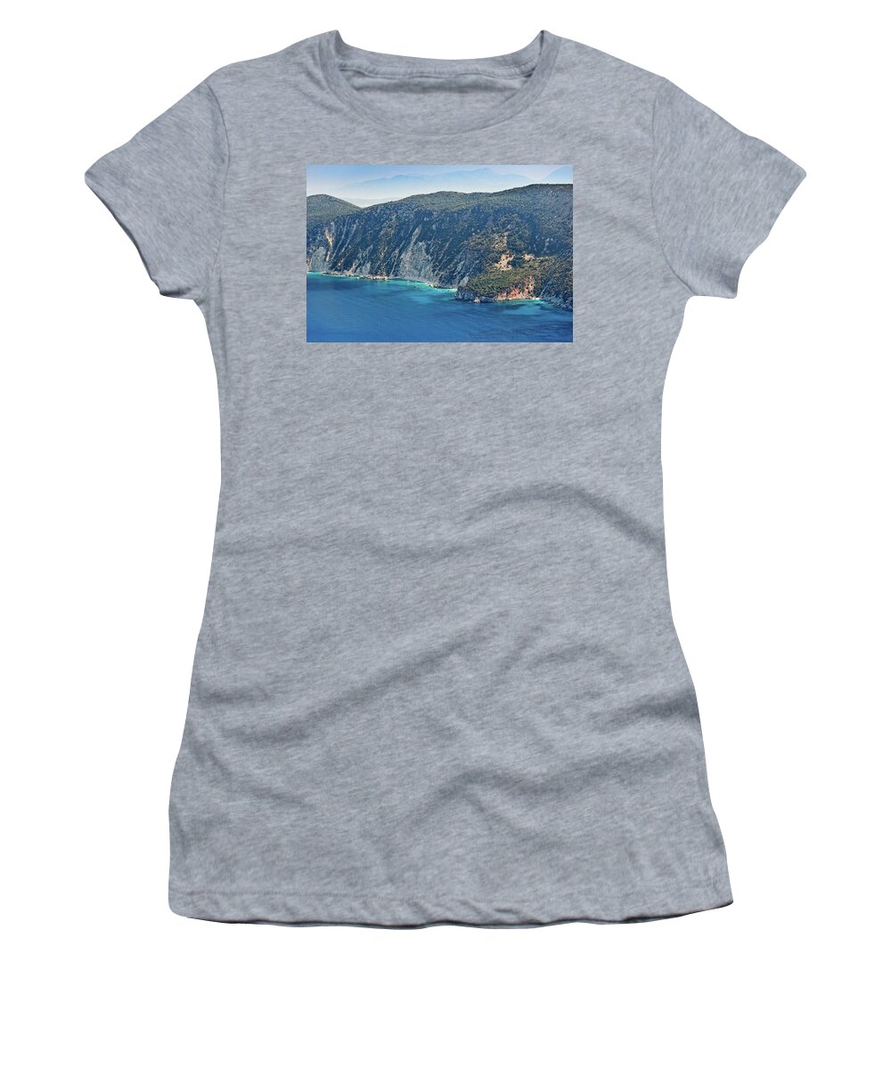 Platia Women's T-Shirt featuring the photograph Platia Ammos in Ithaki, Greece by Constantinos Iliopoulos
