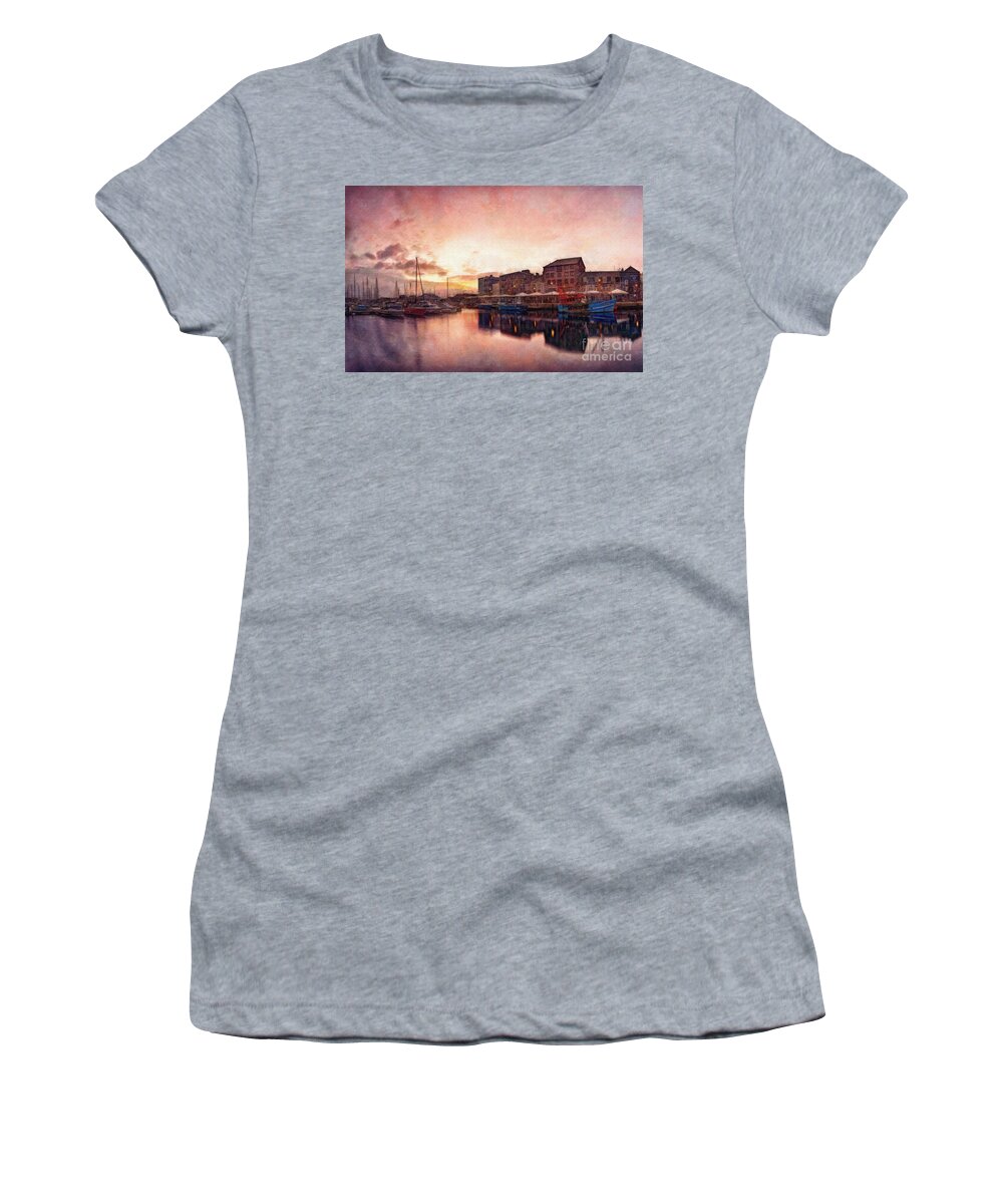 Plymouth Harbour Women's T-Shirt featuring the digital art Plymouth Harbour by Jerzy Czyz