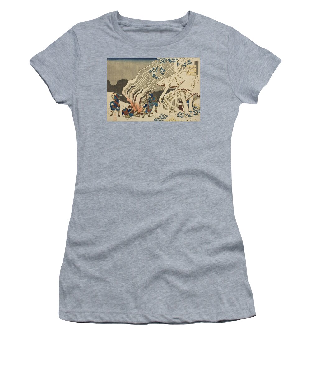 19th Century Art Women's T-Shirt featuring the relief Poem by Minamoto no Muneyuki Ason, from the series One Hundred Poems Explained by the Nurse by Katsushika Hokusai