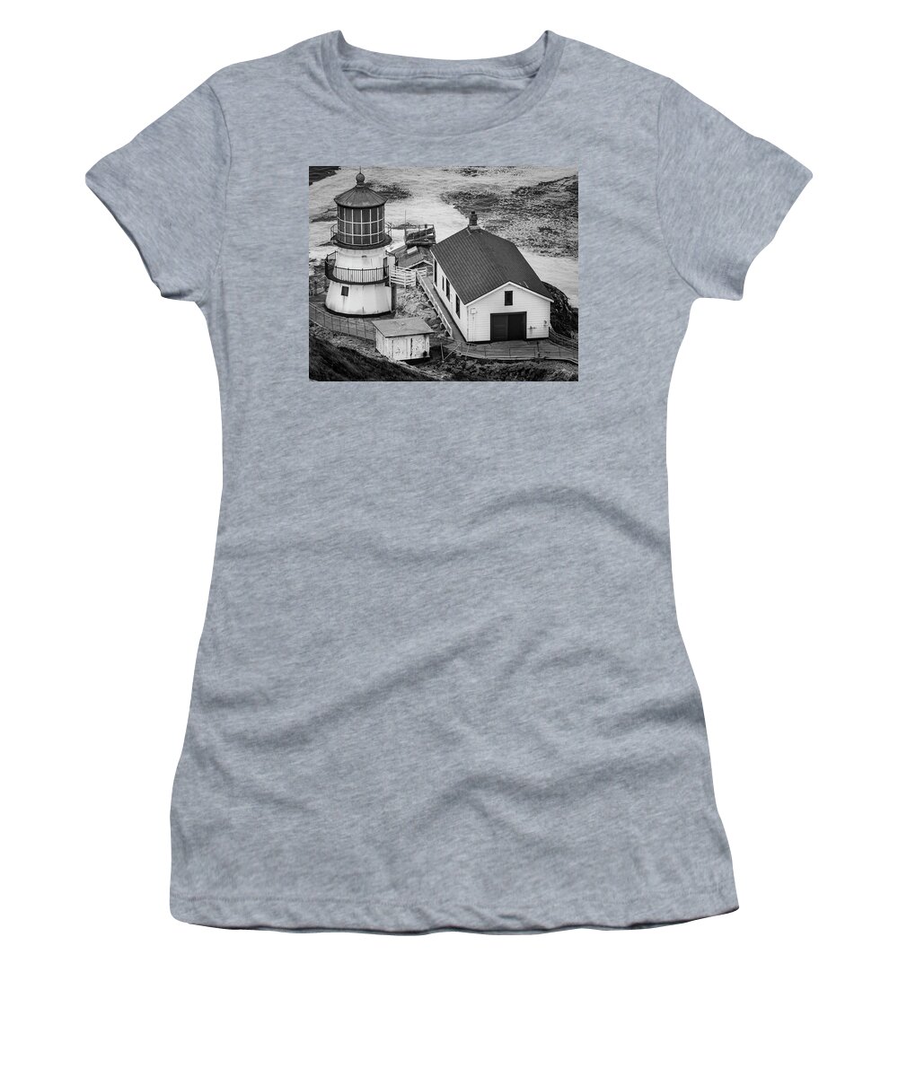 Lighthouse Women's T-Shirt featuring the photograph Point Reyes Lighthouse II BW by David Gordon