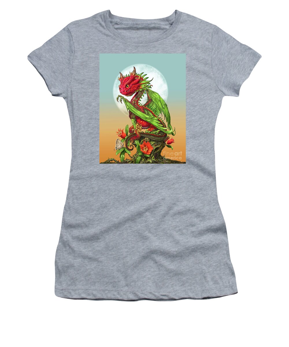 Pomegranate Women's T-Shirt featuring the digital art Pomegranate Dragon by Stanley Morrison