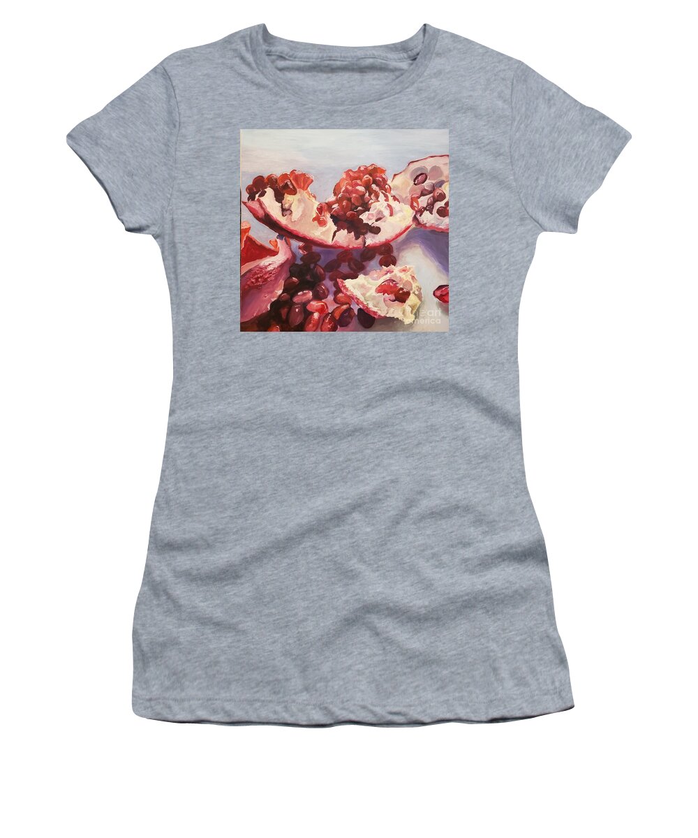 Pomegranate Women's T-Shirt featuring the painting Pomegranate by Julie Garcia
