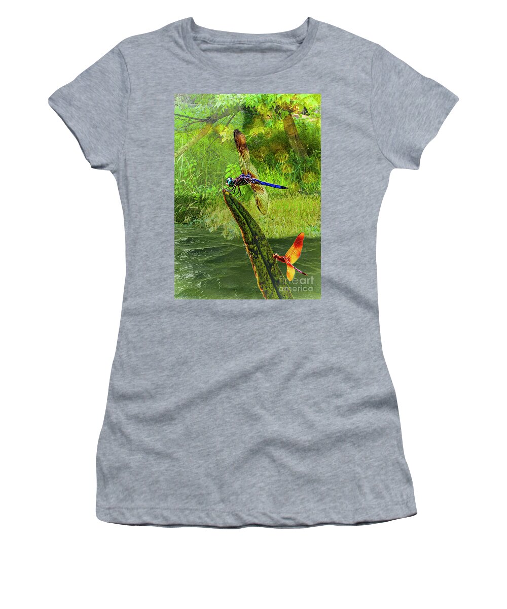 Digital Women's T-Shirt featuring the digital art Pond Dragon Fly by Anthony Ellis