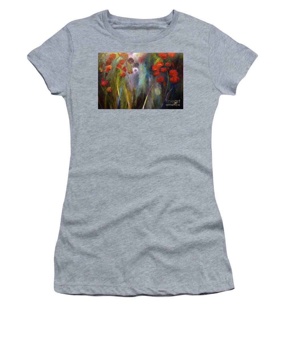 Poppy Women's T-Shirt featuring the painting Poppy Garden by Claire Bull