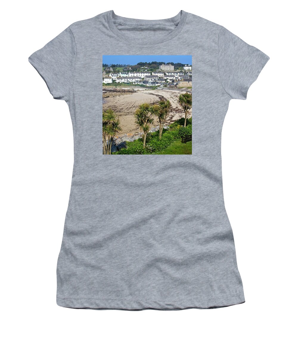 Porthcressa Women's T-Shirt featuring the photograph Porthcressa beach, Isles of Scilly by Tony Mills