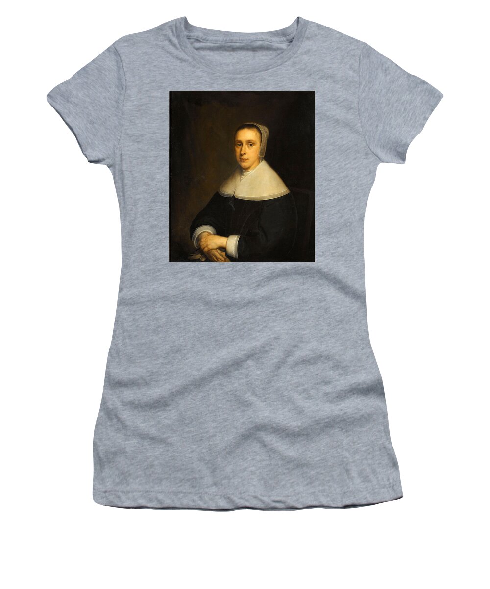 Cornelis Janssens Van Ceulen Women's T-Shirt featuring the painting Portrait of Elisabeth Vervoorn by Cornelis Janssens van Ceulen