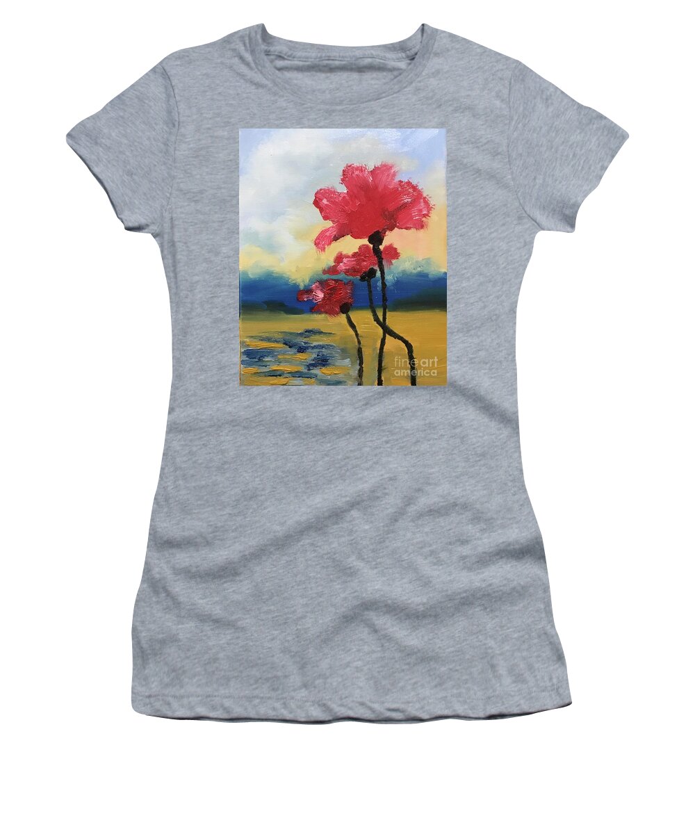 Original Art Work Women's T-Shirt featuring the painting Posey by Theresa Honeycheck