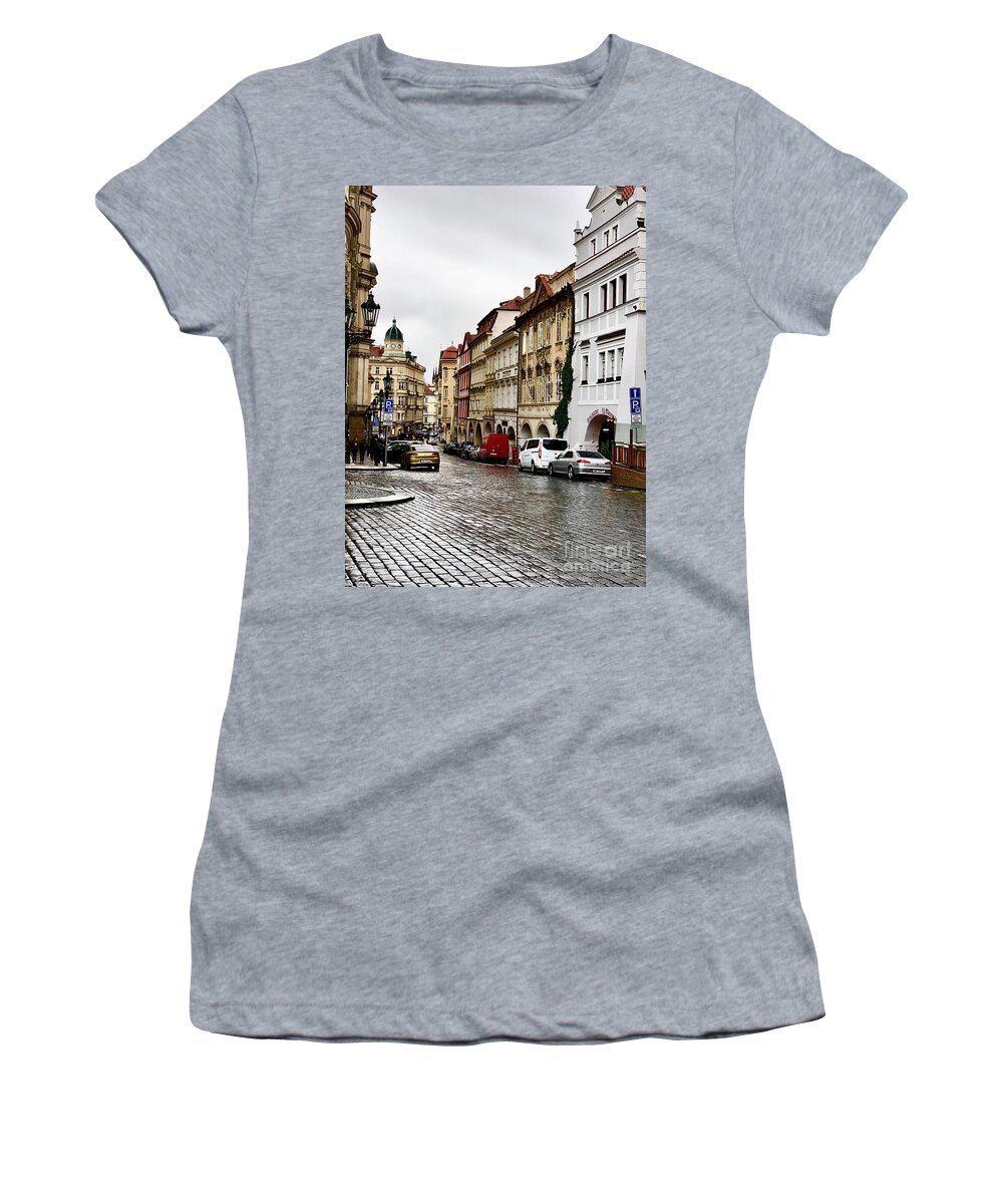  Women's T-Shirt featuring the photograph Prague Streets by Dennis Richardson