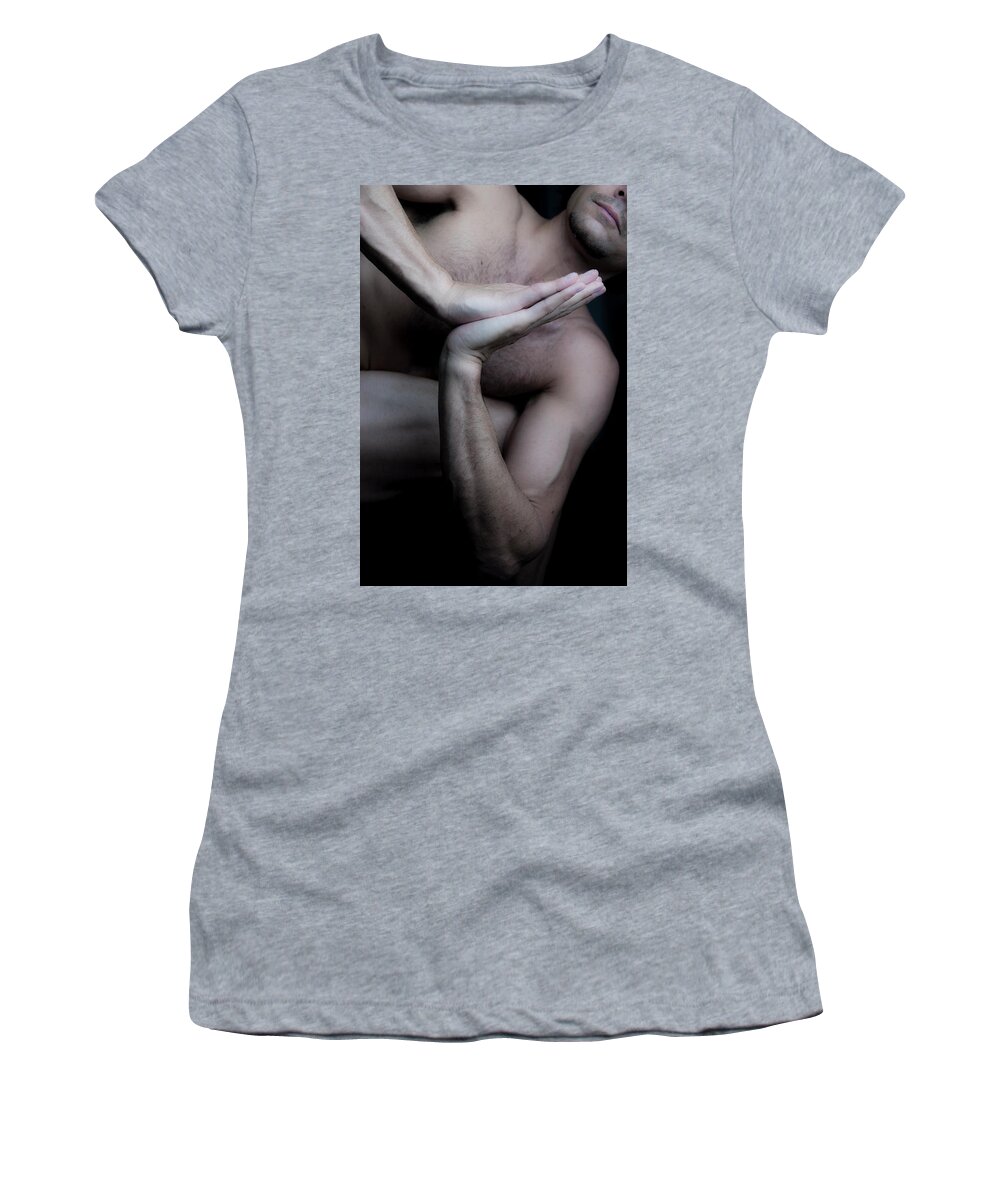 Yoga Women's T-Shirt featuring the photograph Prayer Twist Forward by Marian Tagliarino