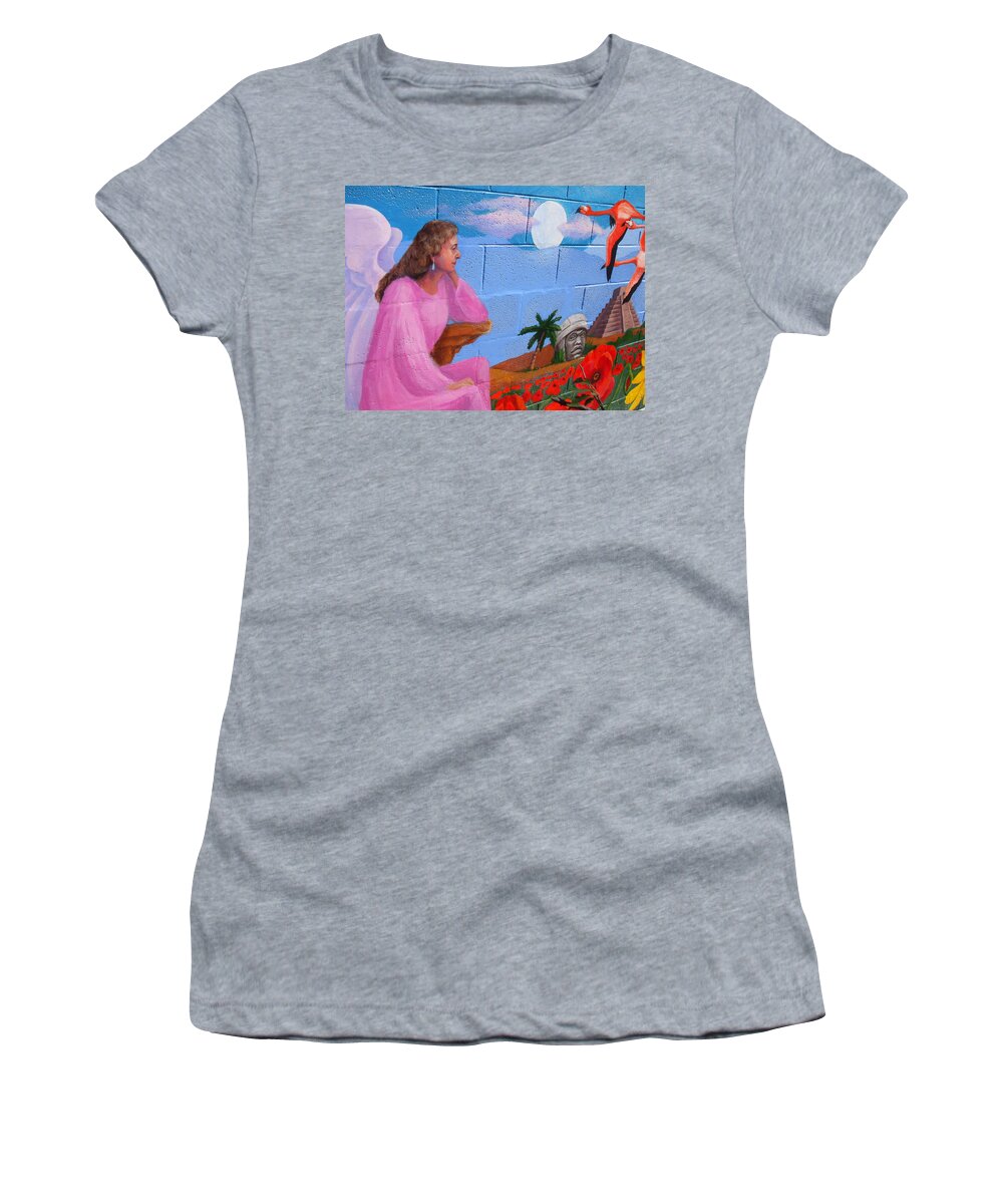 Mural Women's T-Shirt featuring the painting Praying for the Earth by Marian Berg
