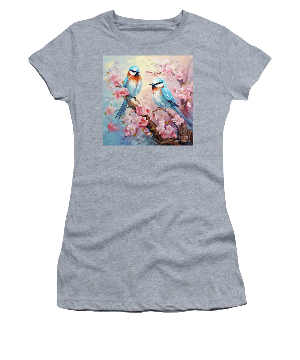 Bluebirds Women's T-Shirt featuring the painting Pretty Bluebirds by Tina LeCour