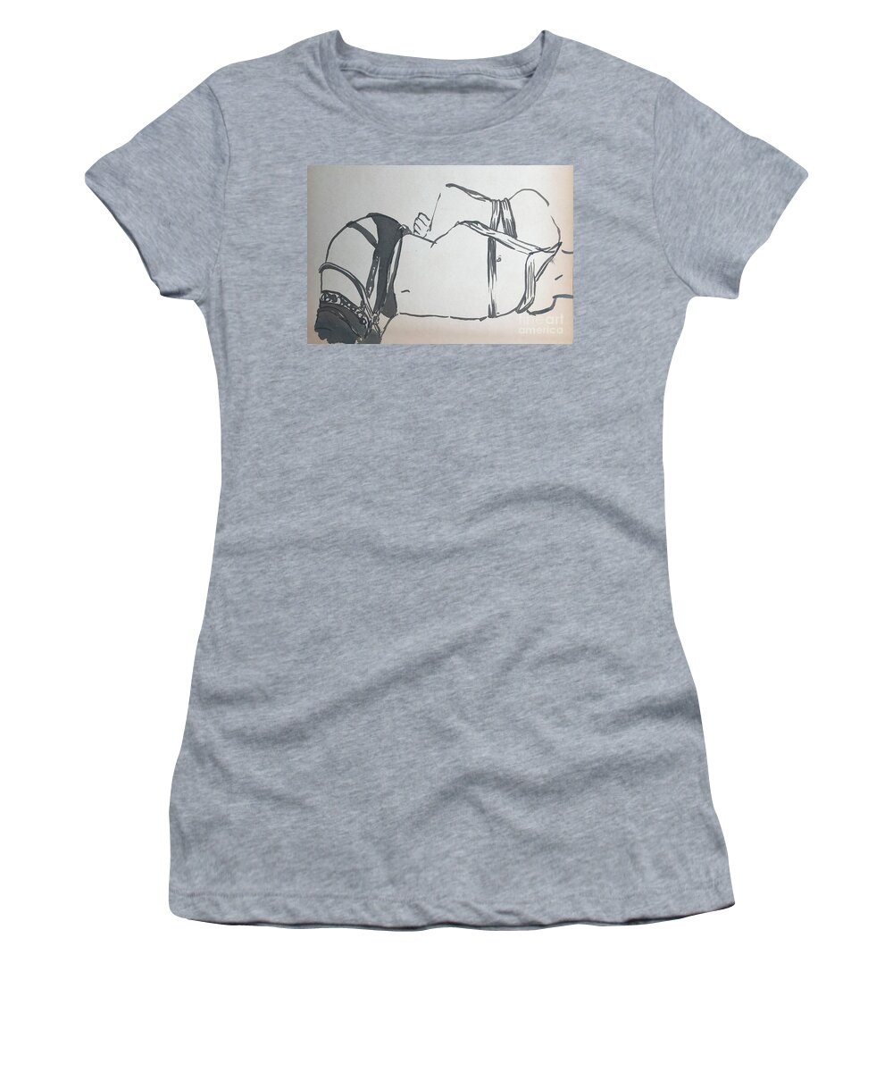 Sumi Ink Women's T-Shirt featuring the drawing Pretty Bois by M Bellavia
