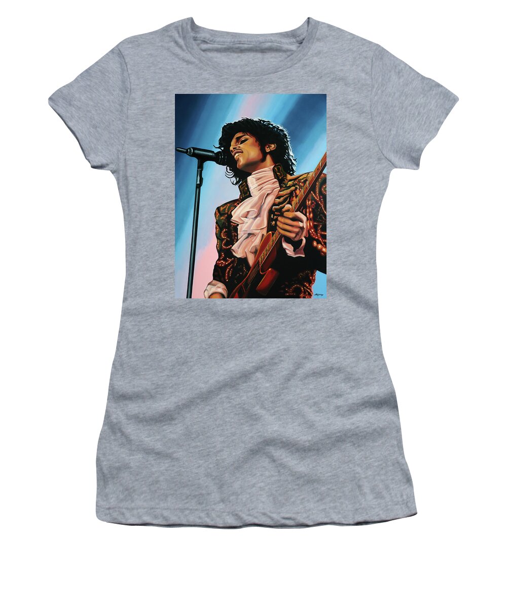 Realistic Painting Women's T-Shirt featuring the painting Prince Painting by Paul Meijering