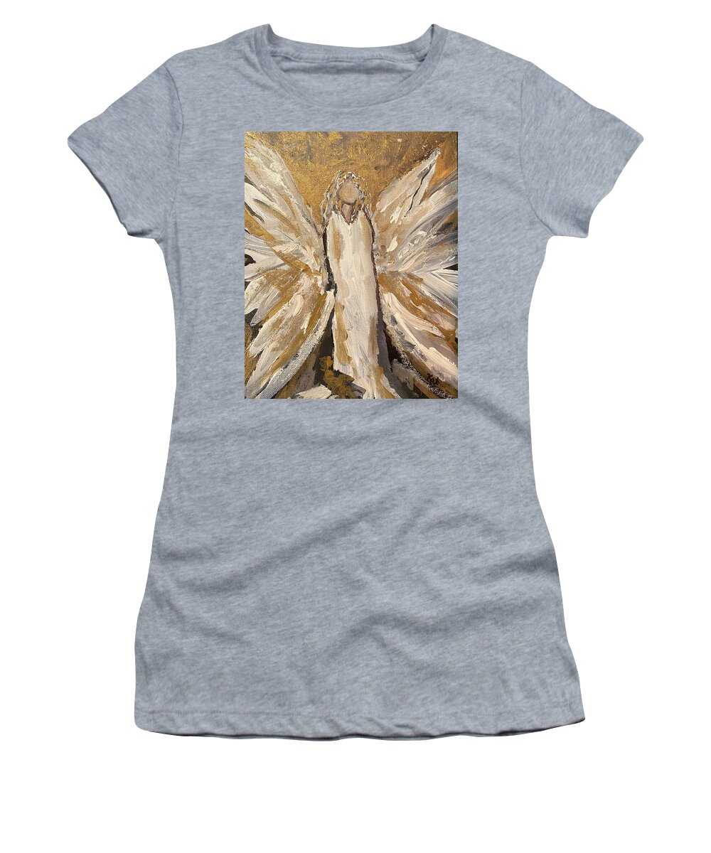 Angel Women's T-Shirt featuring the painting Protector by Kathy Bee