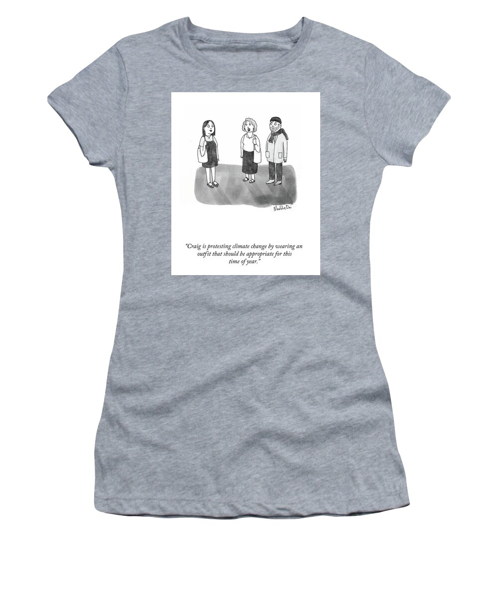 A28356 Women's T-Shirt featuring the drawing Protesting Climate Change by Maddie Dai