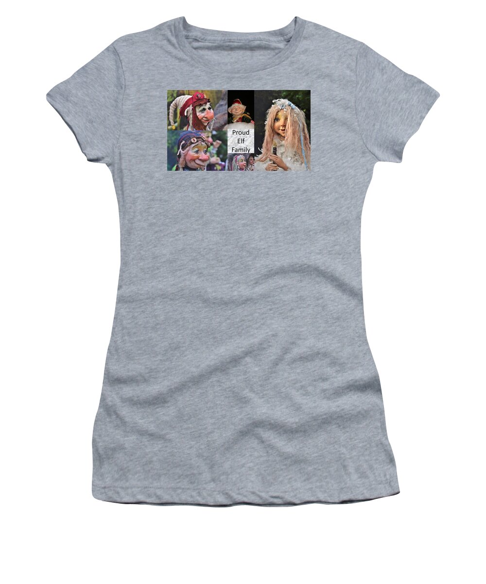 Elf Women's T-Shirt featuring the mixed media Proud Elf Family by Nancy Ayanna Wyatt