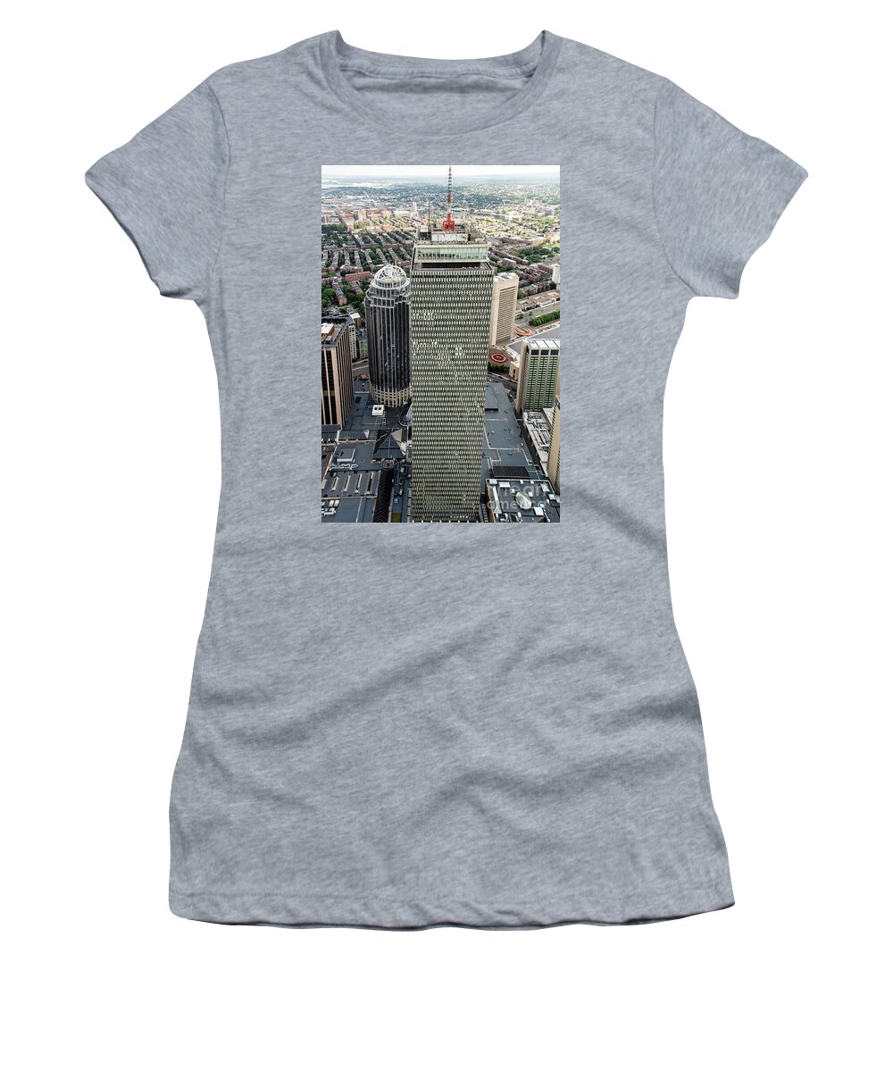 Prudential Tower Women's T-Shirt featuring the photograph Prudential Tower Building Boston Aerial by David Oppenheimer