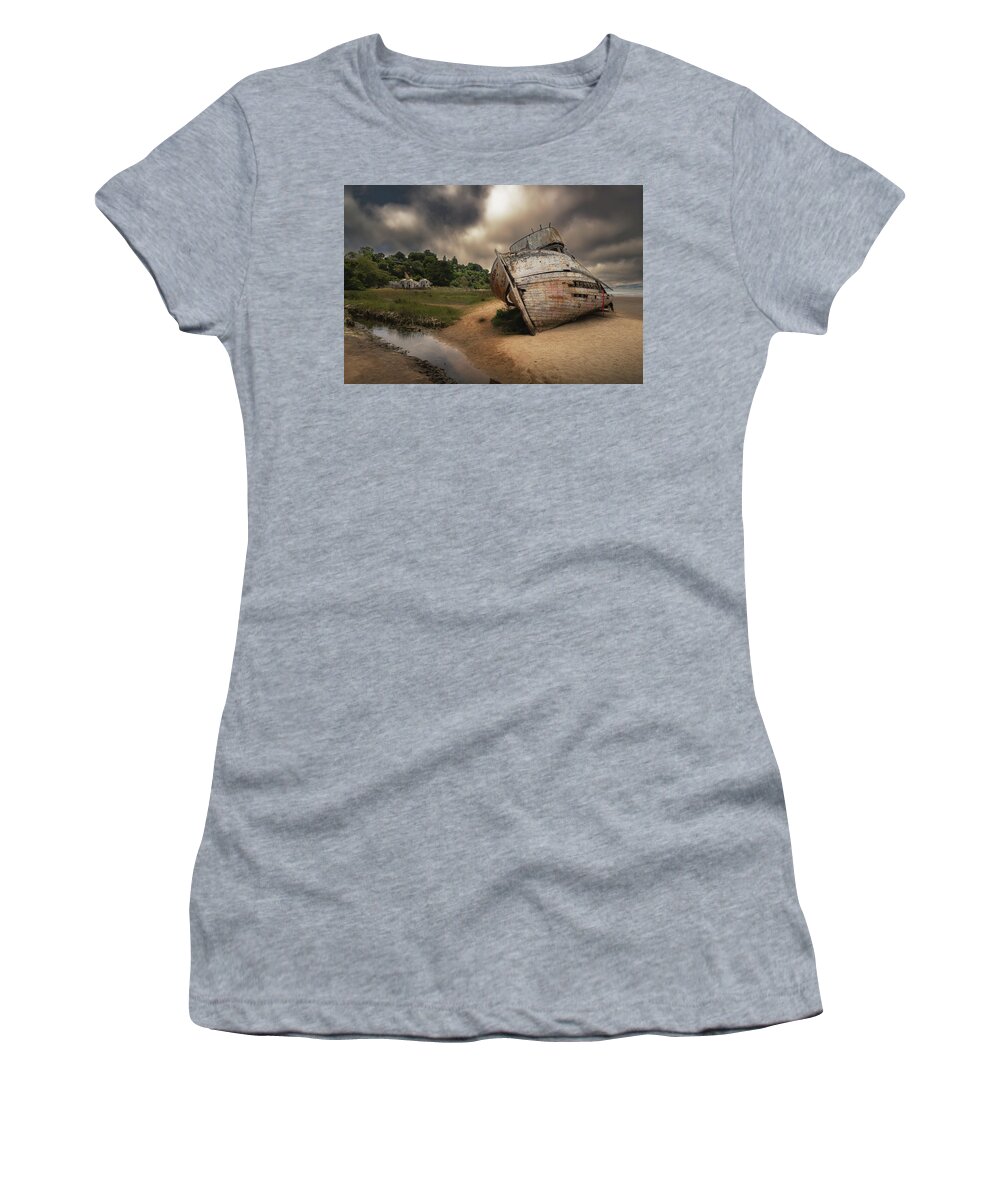 Inverness Women's T-Shirt featuring the photograph Pt. Reyes Shipwreck by Laura Macky
