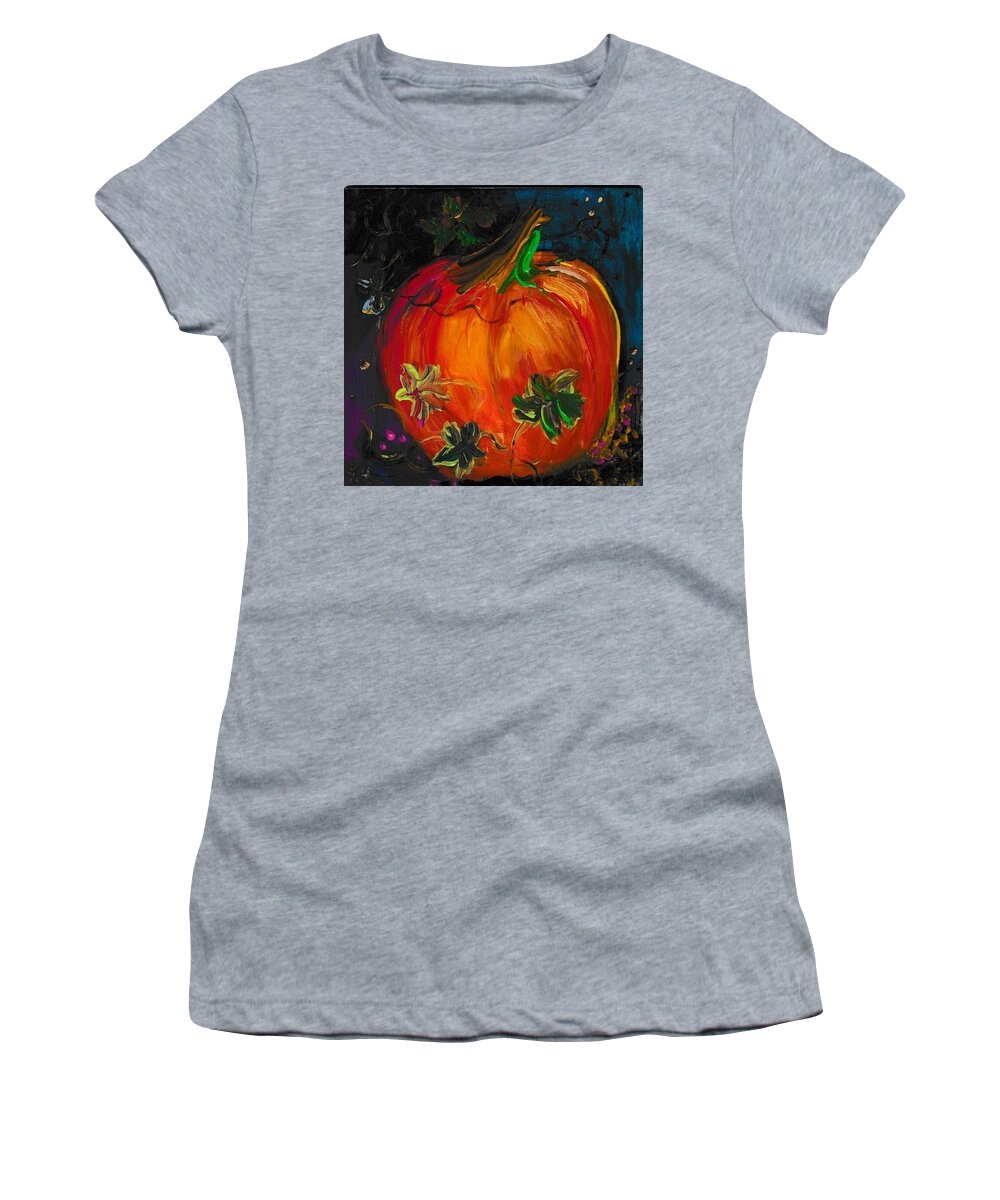 Fall Women's T-Shirt featuring the painting Pumpkin Harvest by Susan Hensel