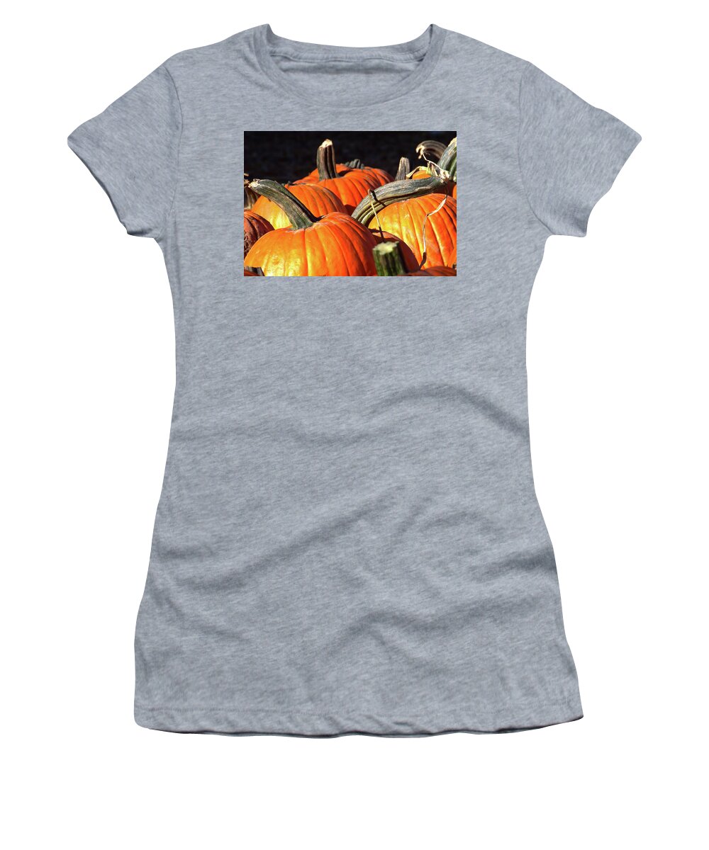 Pumpkin Women's T-Shirt featuring the photograph Pumpkin Stems by Flinn Hackett