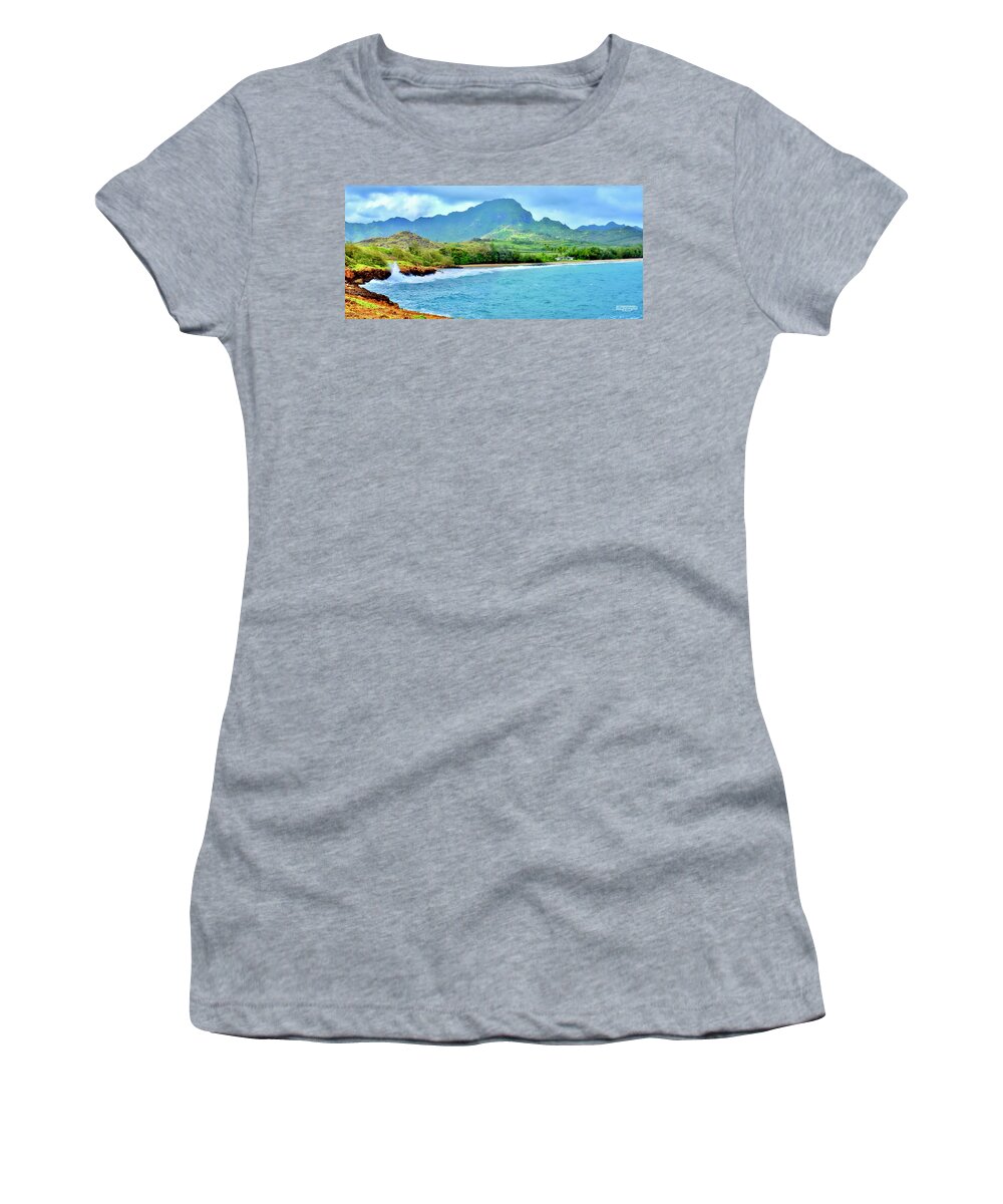 Gary Women's T-Shirt featuring the photograph Punahoa Point and Gillins Beach Pano by Gary F Richards
