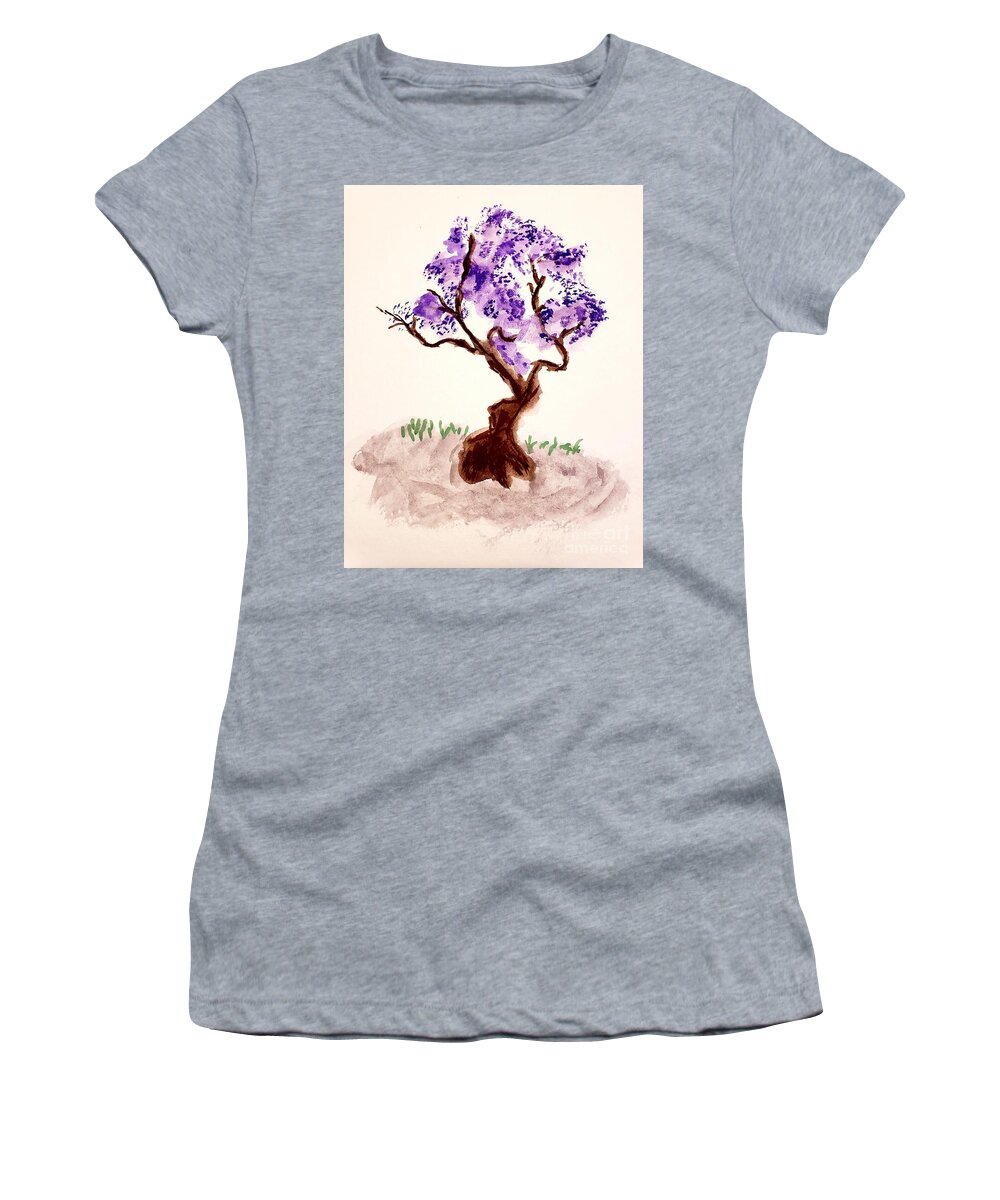 Our Connection To The Spiritual World Women's T-Shirt featuring the painting Purple Blossoms by Margaret Welsh Willowsilk