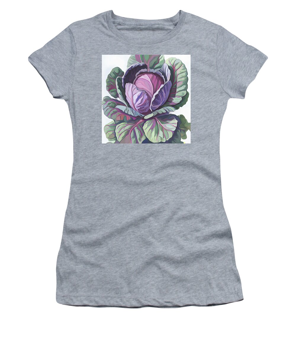 Purple Cabbage Women's T-Shirt featuring the digital art Purple Cabbage painting by Cathy Anderson