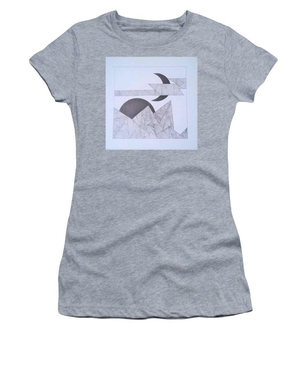  Women's T-Shirt featuring the drawing Pyramidal Contradiction by Sala Adenike