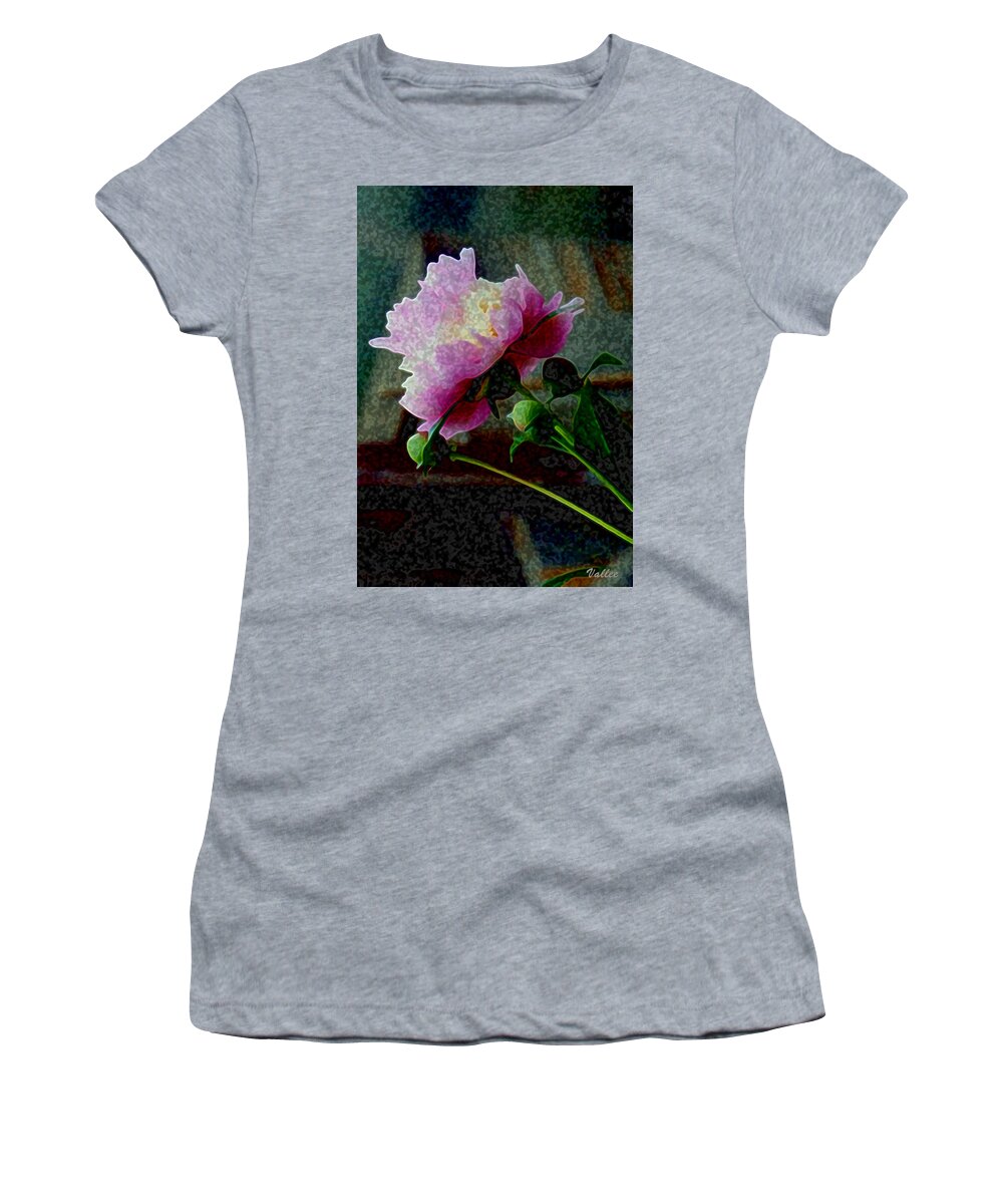 Flower Women's T-Shirt featuring the digital art Queen Peony by Vallee Johnson