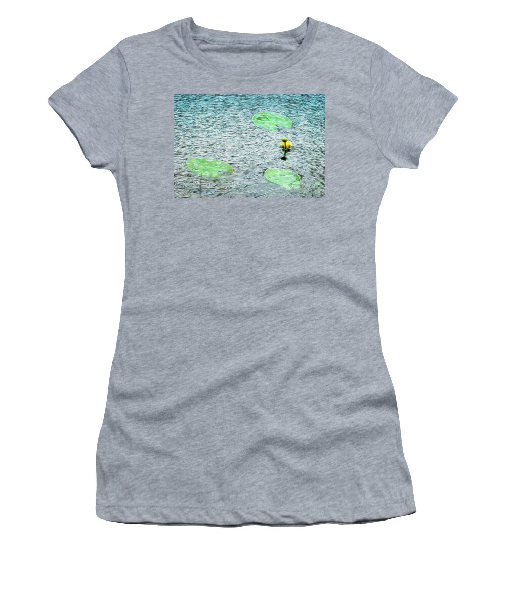 Lily Pads Women's T-Shirt featuring the photograph Rain On My Pad by Pamela Dunn-Parrish