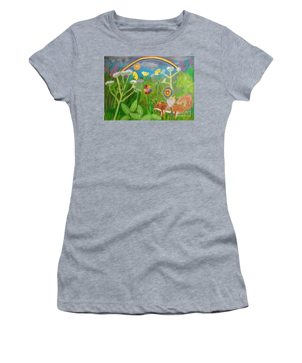 Lgbtq Women's T-Shirt featuring the painting Rainbow Hero by David Westwood
