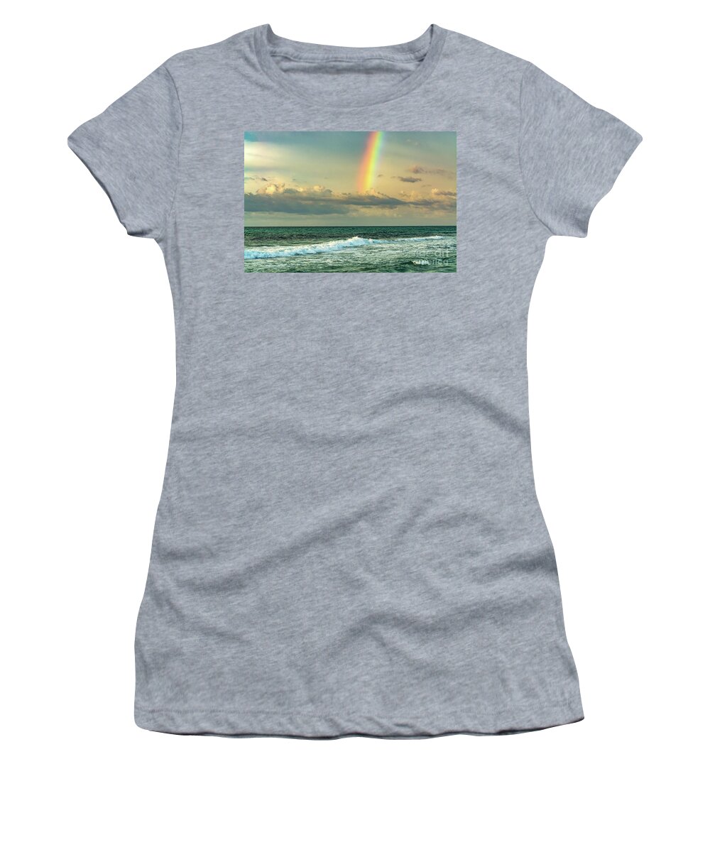 Rainbow Women's T-Shirt featuring the photograph Rainbow Waves, Pensacola Beach, Florida by Beachtown Views