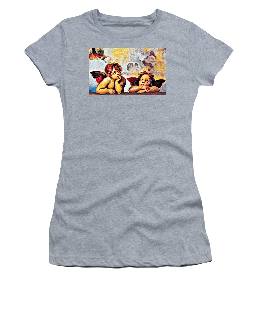 Edgar Degas Women's T-Shirt featuring the painting Raphael La Madonna di San Sisto - Raphael Sanzio hand-painted oil painting reproduction part of Sist by Tony Rubino